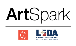 Logos for ArtSpark, Acadiana Center for the Arts, and Lafayette Economic Development Authority